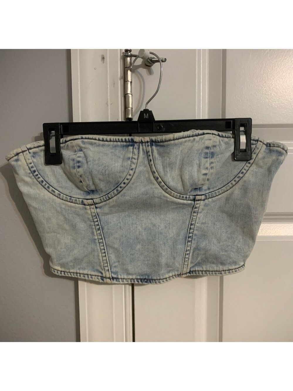 SER.O.YA Denim Bustier in Light Blue